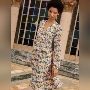 Boden Susannah Smocked Toucan Print Dress Size 14L